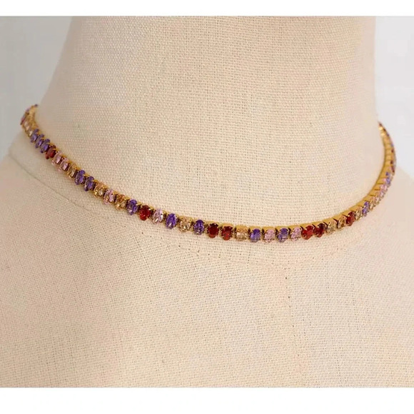 Colorful Zirconia 18K Gold Stainless Steel Waterproof Tennis Bracelet - Picture 5 of 11